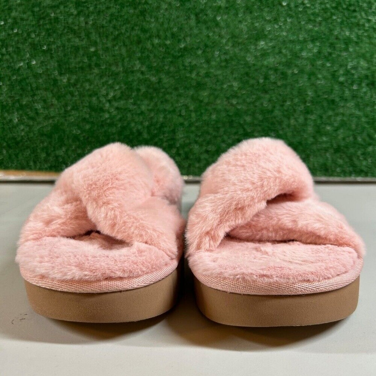 Koolaburaa Ugg Furr-ah Fluff Slides Pink Faux Fur Open Toe Slip On Womens 7