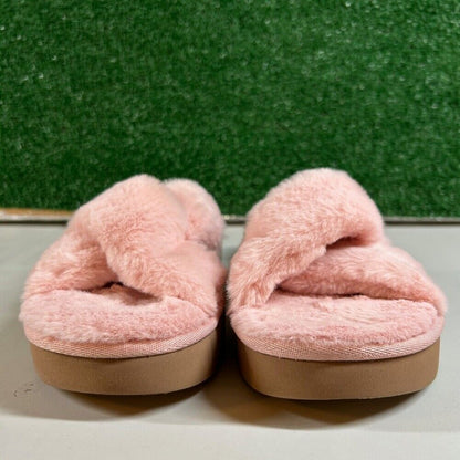 Koolaburaa Ugg Furr-ah Fluff Slides Pink Faux Fur Open Toe Slip On Womens 7