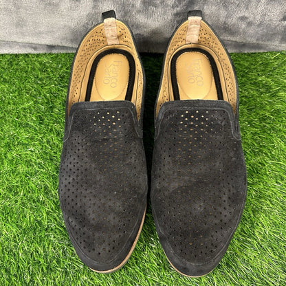 Franco Sarto Haiku Loafers Womens 10 M Black Suede Shoes Slip On Comfort Casual