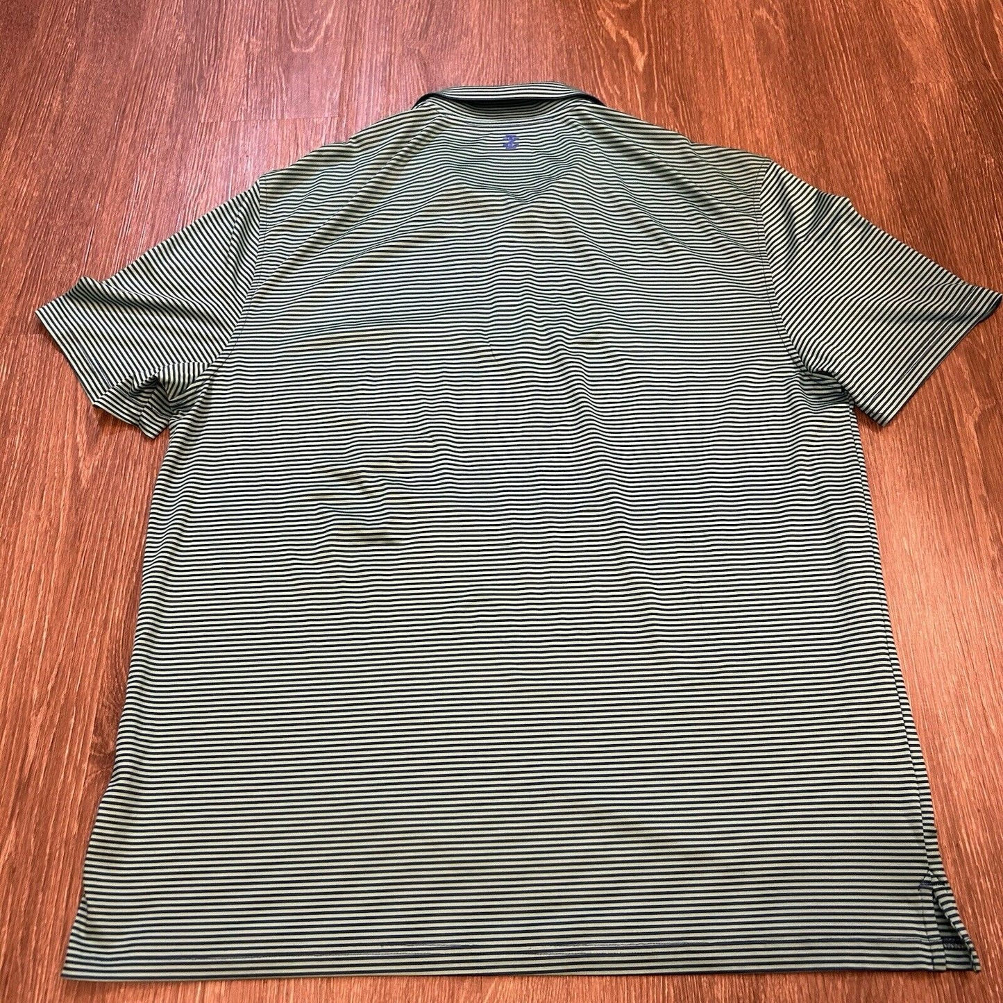 Izod Golf Polo Shirt Mens Extra Large Green Blue Striped Short Sleeve Stretch