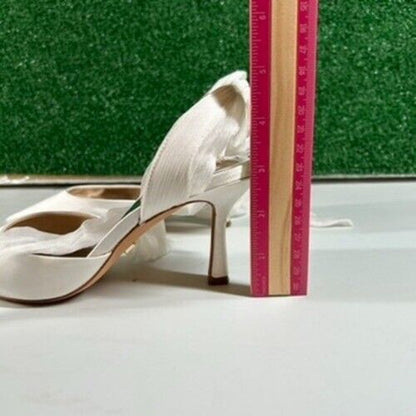 Badgley Mischka Women's Blaze Ankle Wrap Evening Pumps White Satin Size 5