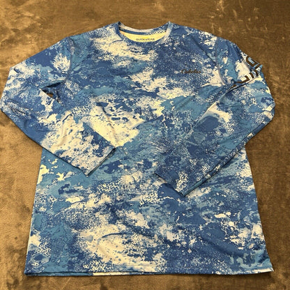 Cabelas Guidewear Shirt Men Medium Blue Camo Long Sleeve Casual Outdoor Athletic
