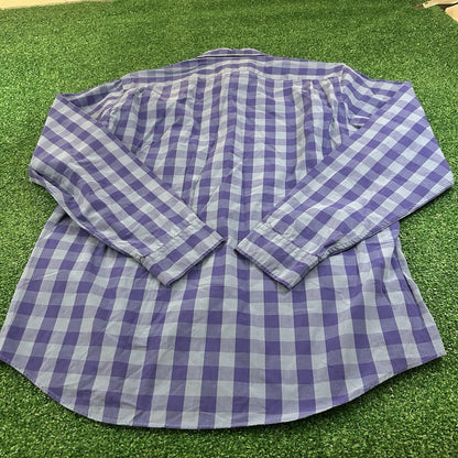 Goodthreads Shirt Mens Large Blue Check Work Preppy Button Up Long Sleeve