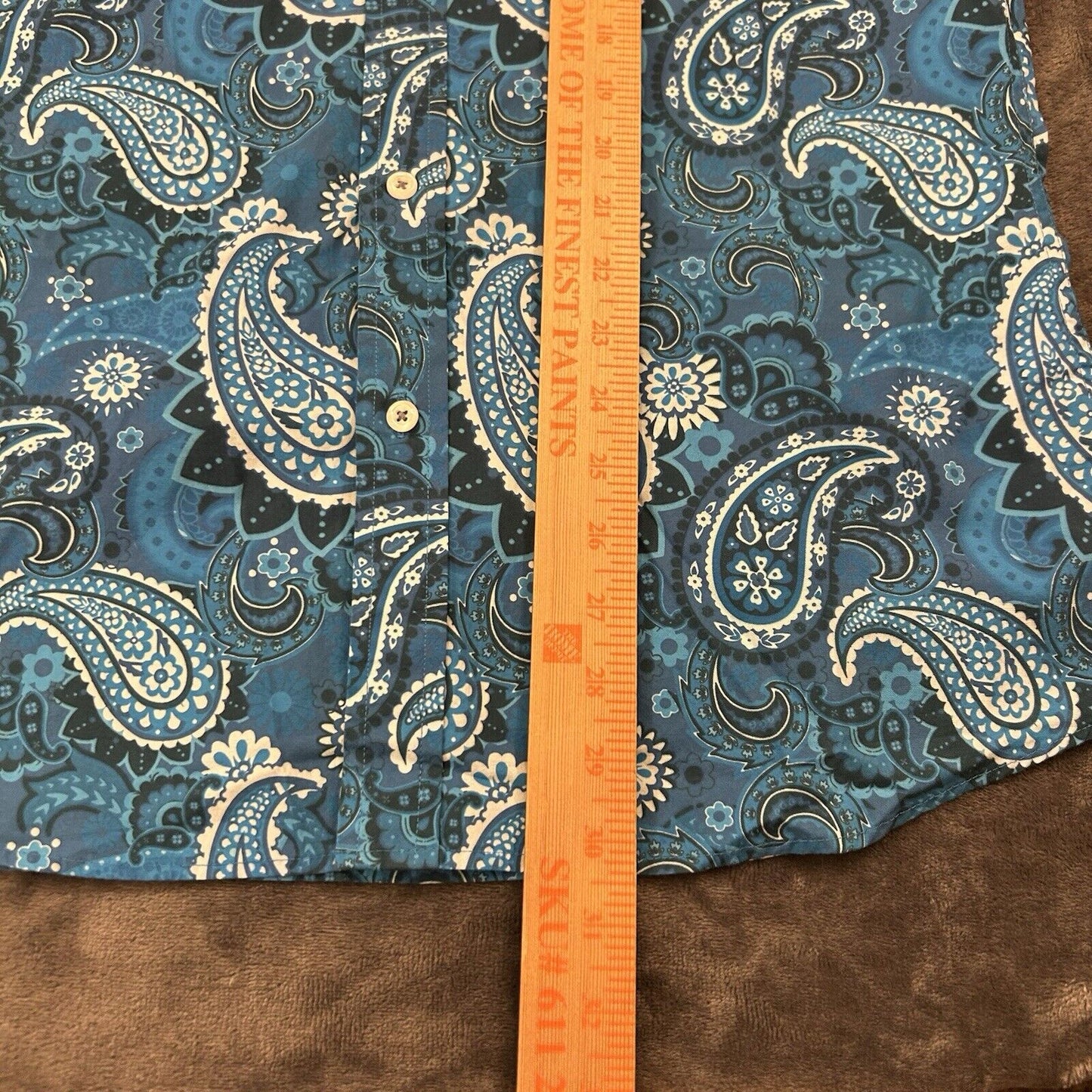 Cremieux Shirt Mens Medium Blue Paisley Button Up Long Sleeve Stretch NEW $59