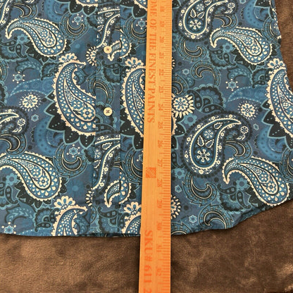Cremieux Shirt Mens Medium Blue Paisley Button Up Long Sleeve Stretch NEW $59
