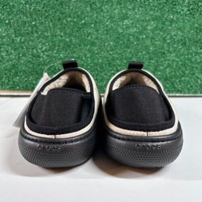 Crocs Classic Puff Mocs Beige Black Slip On Casual Comfort Shoes Womens 8 New