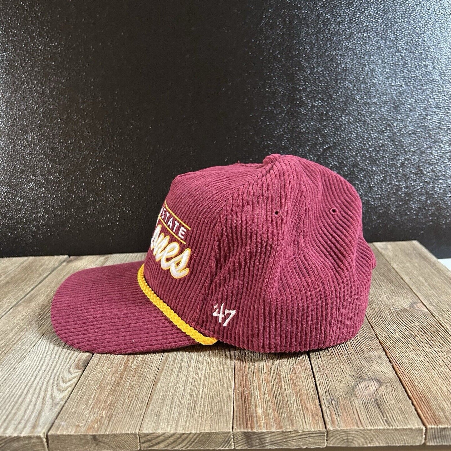 Iowa State Cyclones Hitch Hat Cap Mens Maroon Corduroy Rope Snapback '47 Y2K NEW