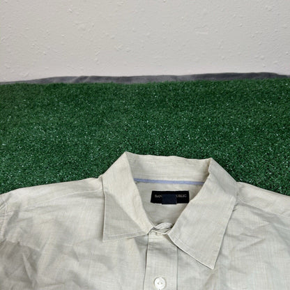 Banana Republic Shirt Mens Large Light Brown/White Button Up Long Sleeve Casual