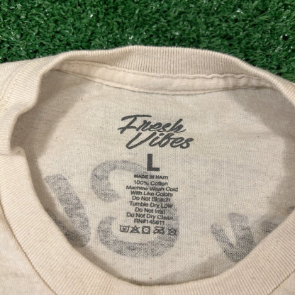 Fresh Vibes Shirt Mens Large Beige Short Sleeve Skulls Beer Skeleton Graphic Tee