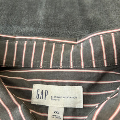 Gap Shirt Mens XXL 2XL Pink Gray Striped Button Up Long Sleeve Work Colorful