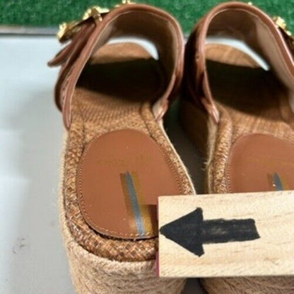 Sam Edelman Celia Woven Espadrille Platform Slides Brown Strap Womens 9.5 M