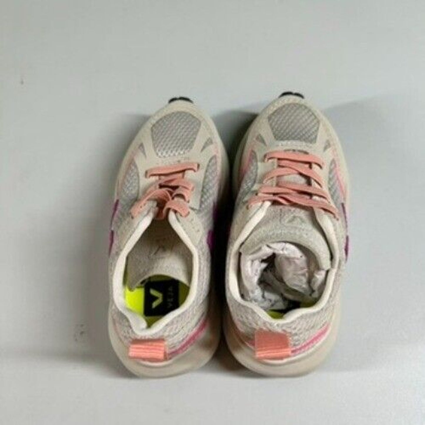 Veja Canary Elastic Lace Kids Sneakers Beige Purple Toddler Shoes 9.5C $105 Msrp