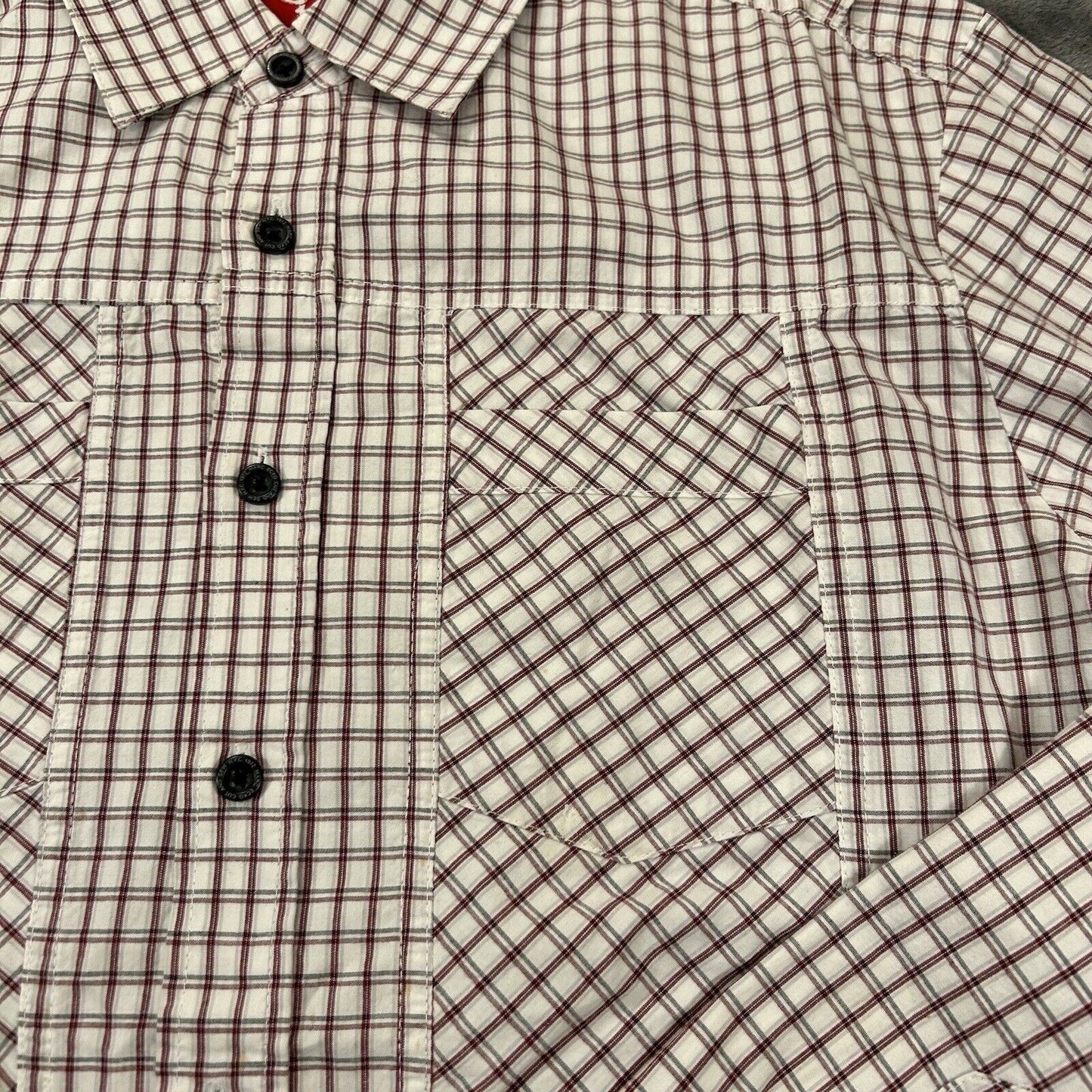 Marc Ecko Cut & Sew Shirt Mens Medium White Red Plaid Button Up Long Sleeve