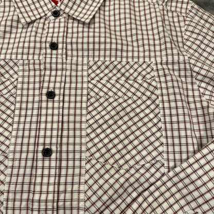 Marc Ecko Cut & Sew Shirt Mens Medium White Red Plaid Button Up Long Sleeve