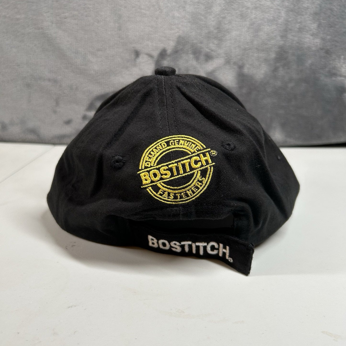 Stanley Bostitch Fasteners Baseball Hat Cap Mens Strap Back Black Adjustable