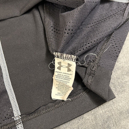 Under Armour Shirt Mens Medium Black Short Sleeve Athletic Mesh Gym Heatgear