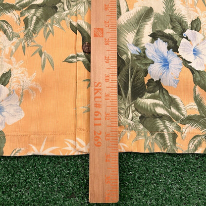 Tommy Bahama Hawaiian Shirt Mens 3XB Orange Floral Button Up Short Sleeve Silk
