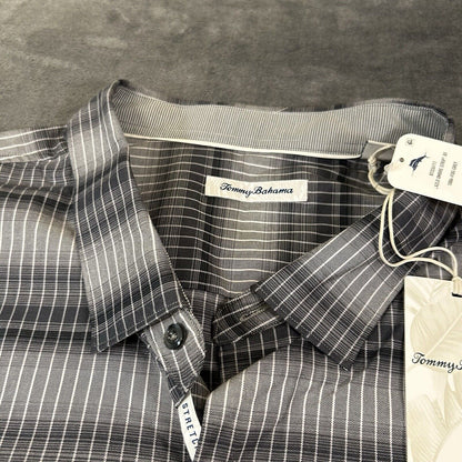 Tommy Bahama Shirt Mens 4XLB Gray Black Lazlo Ombre Stripe Button Up LS NEW $168