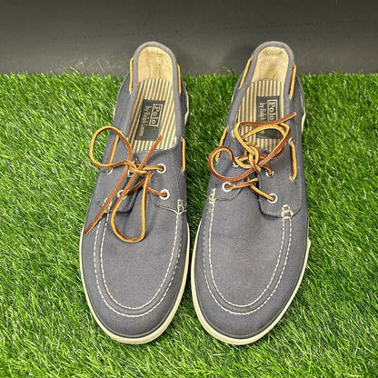 Polo Ralph Lauren Sander Mens 10 D Blue White Shoes Loafers Casual Lace Up