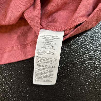 J Crew Slub Polo Shirt Mens Medium Red/Pink Band Collar Short Sleeve Preppy New