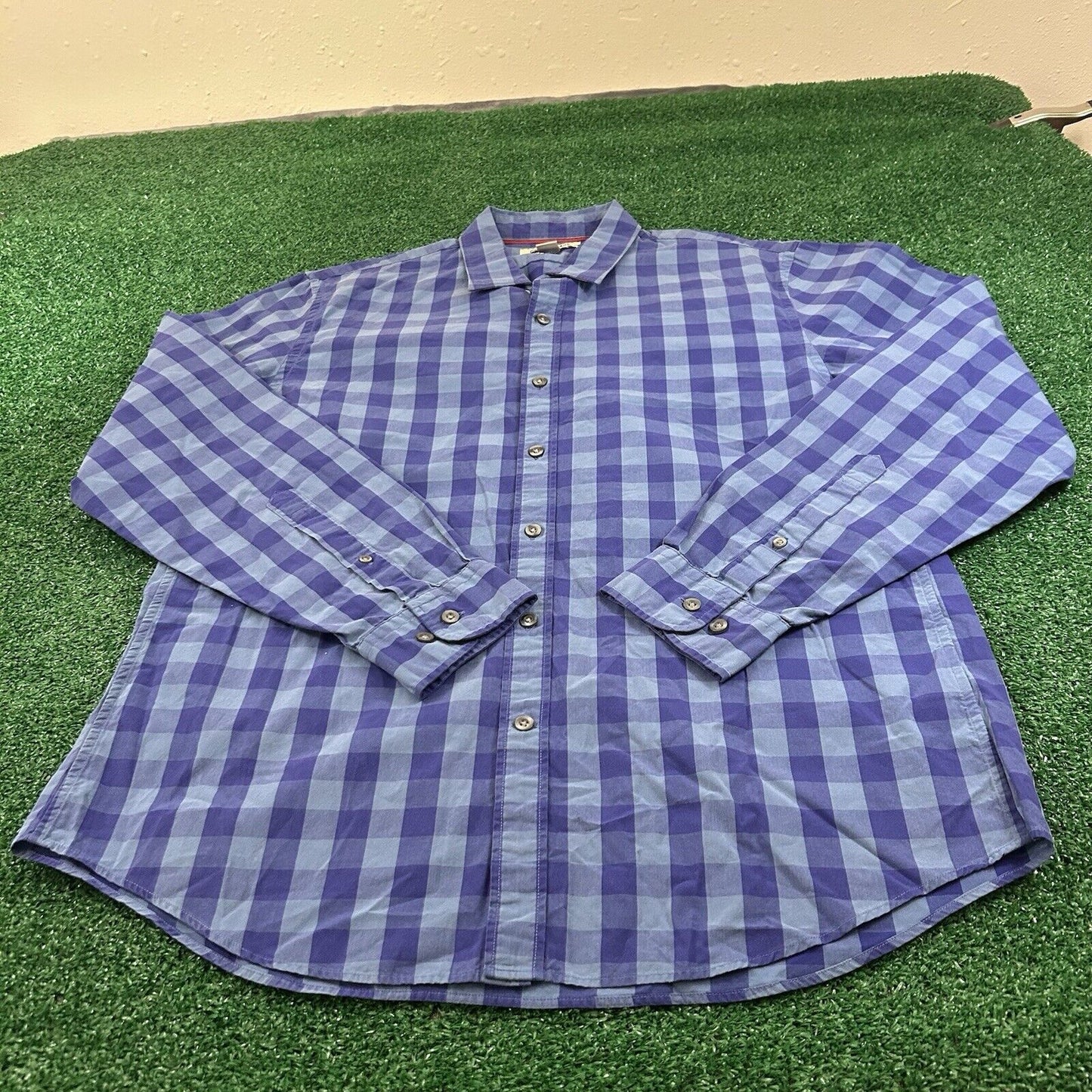 Goodthreads Shirt Mens Large Blue Check Work Preppy Button Up Long Sleeve