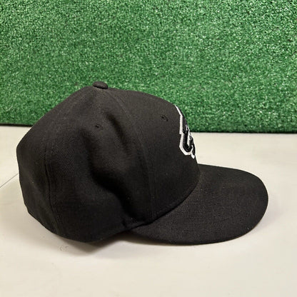 Minnesota Wild Hat Cap Mens 7 1/4 Black White New Era NHL Hockey Fitted Logo
