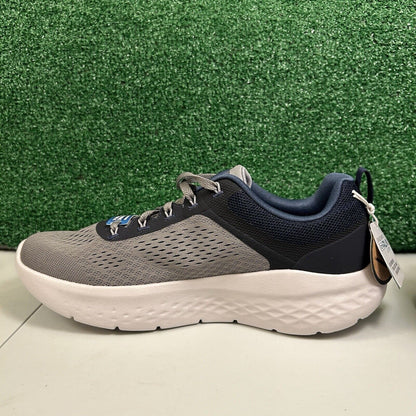 Skechers Go Run Lite Mens 9.5 Gray Navy Shoes Sneaker Athletic Comfort NEW