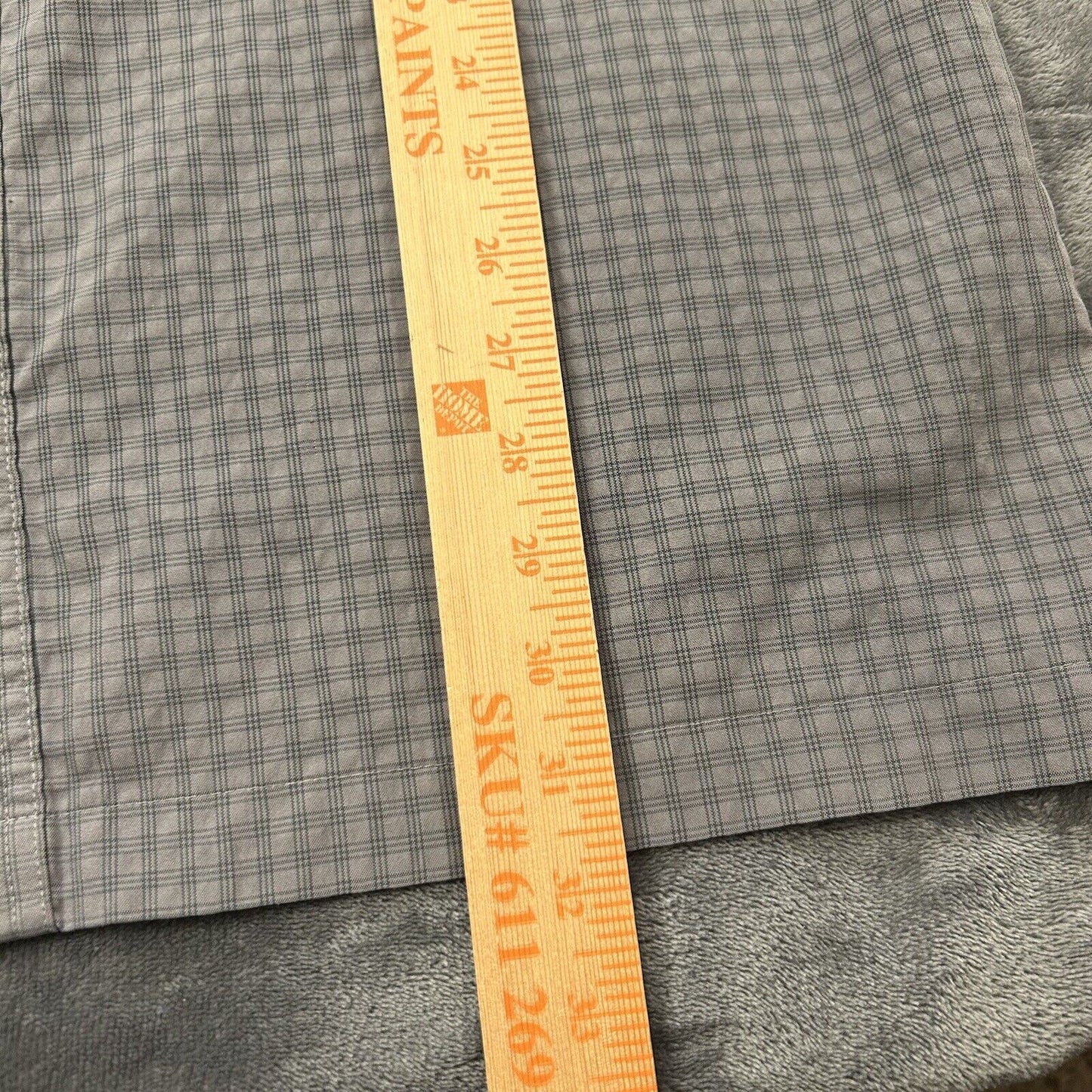 Eddie Bauer Shirt Mens Large Tall LT Gray Plaid Button Up Short Sleeve Pockets