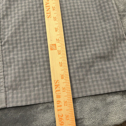 Eddie Bauer Shirt Mens Large Tall LT Gray Plaid Button Up Short Sleeve Pockets