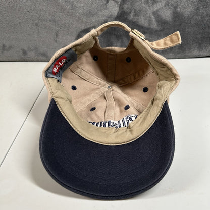 Vintage Pillsbury Baseball Hat Cap Mens Strap Back Beige Blue Retro Adjustable