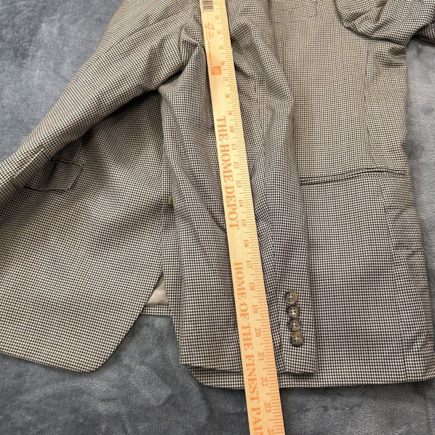 Lauren Ralph Lauren Suit Jacket Mens 46 R Brown Black Houndstooth 100% Wool