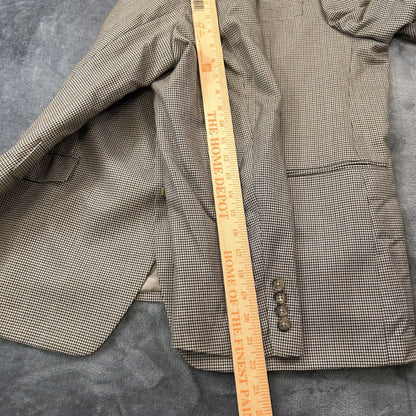 Lauren Ralph Lauren Suit Jacket Mens 46 R Brown Black Houndstooth 100% Wool