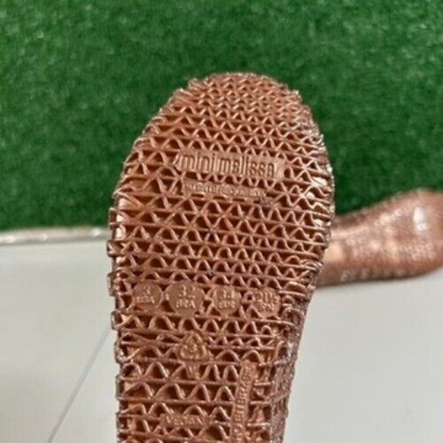 Mini Melissa Campana Glitter Ballet Flats Sparkle Shoes Rose Gold Kids Size 3Y