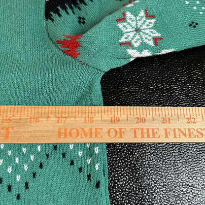 Novelty Christmas Sweater Mens Medium Green Black Llama Sweatshirt Pullover NEW