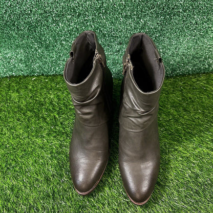 Baretraps Katherine Boots Womens 9.5 M Dark Green Heeled Zip Up Buckle Casual