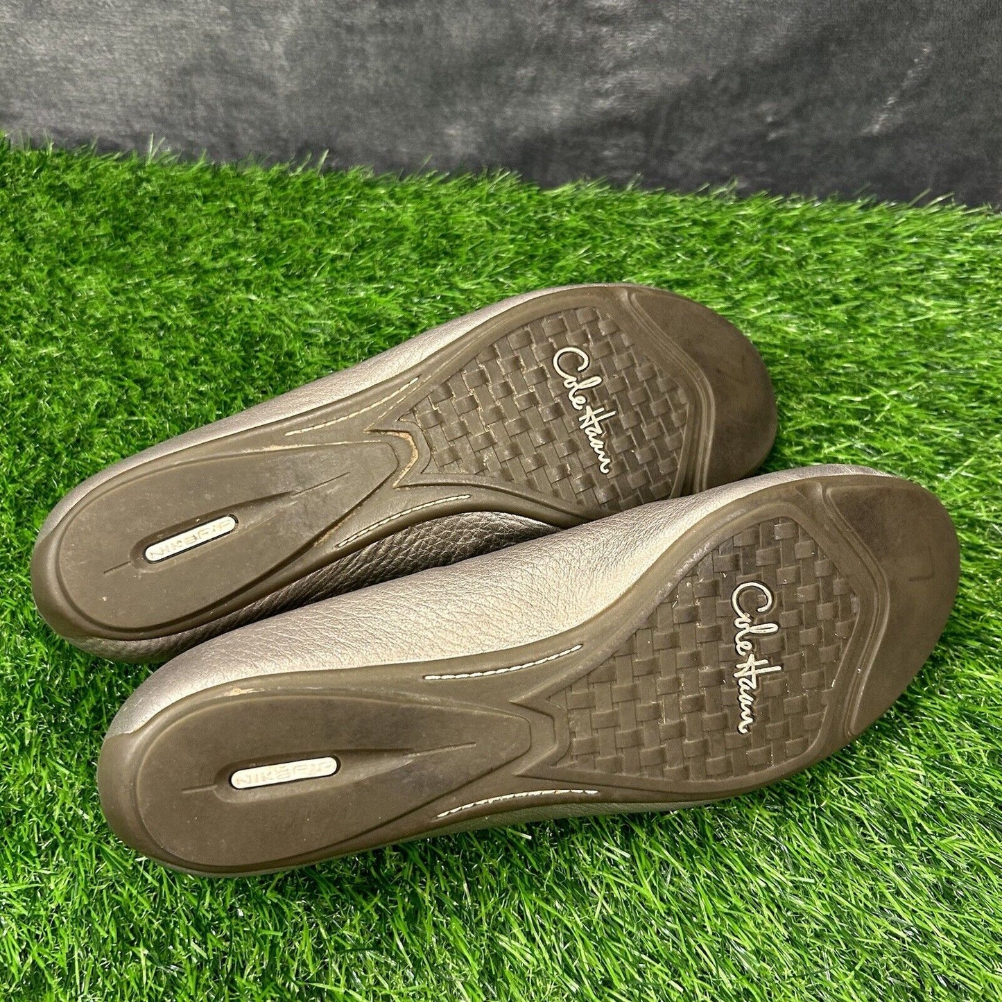 Cole Haan Loafer Womens 9.5 B Silver Shoes Flats Leather Slip On Casual Ballet