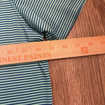 Izod Golf Polo Shirt Mens Extra Large Green Blue Striped Short Sleeve Stretch