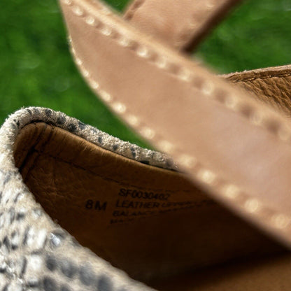 Sofft Piara Sandals Womens 8 M White Brown Leather Snakeskin Ankle Strap Wedge