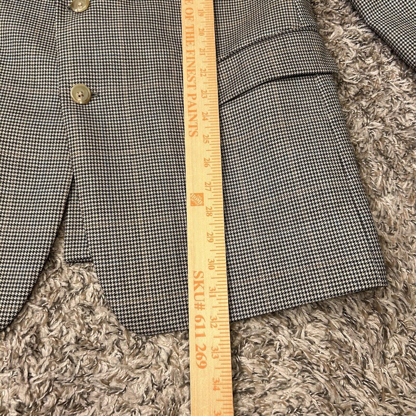 Lauren Ralph Lauren Suit Jacket Mens 44R Brown Black Houndstooth 100% Wool