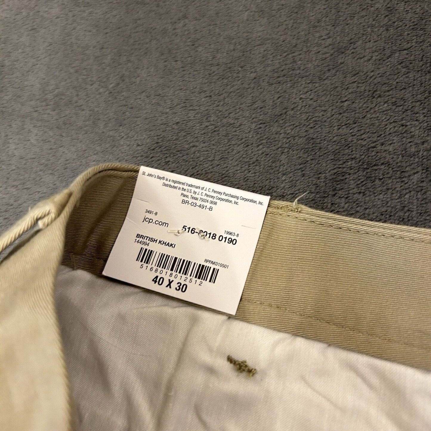 St Johns Bay Chino Pants Mens 40x30" Brown Straight Leg Work Classic Fit Stretch