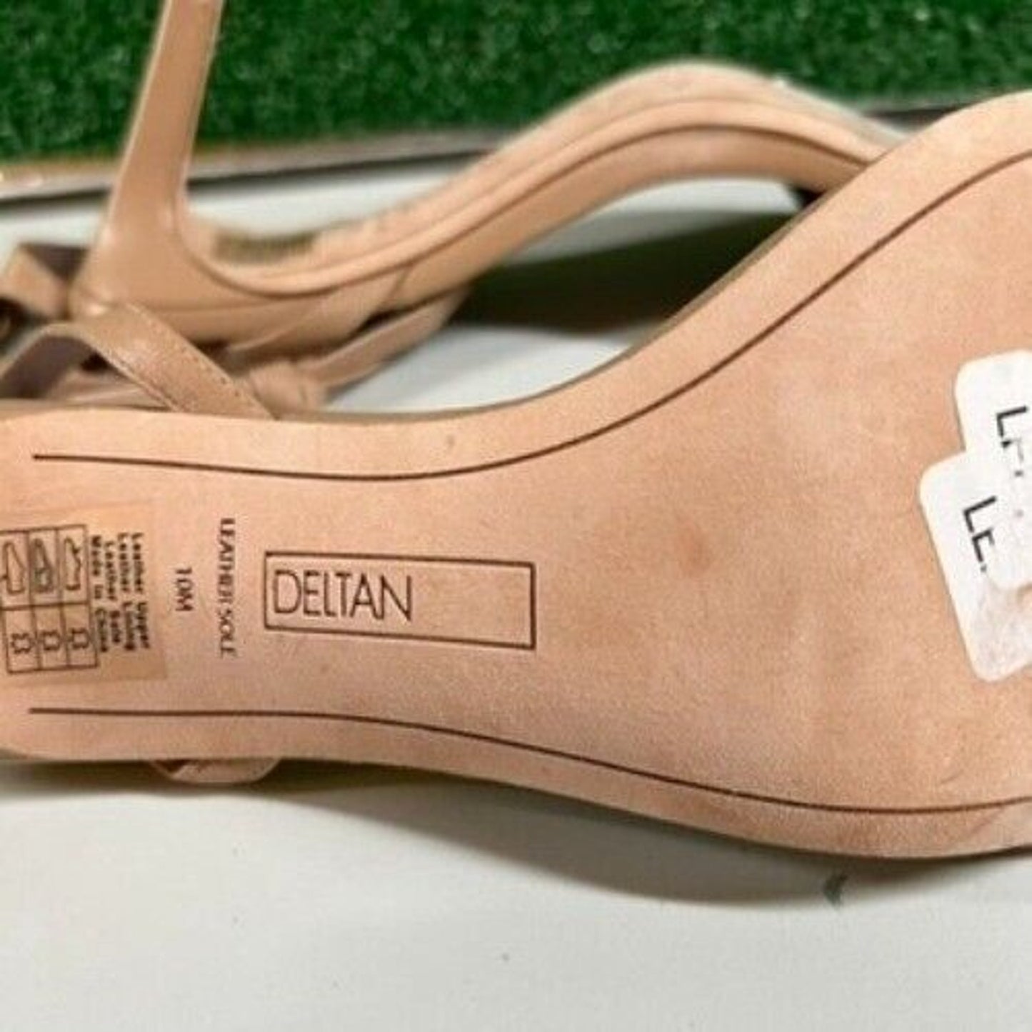 Deltan Ankle Strap Heeled Sandals Bow Detail Nude Beige Stiletto Womens 10 M