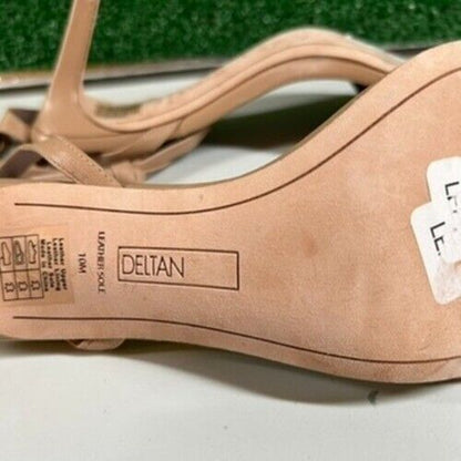 Deltan Ankle Strap Heeled Sandals Bow Detail Nude Beige Stiletto Womens 10 M