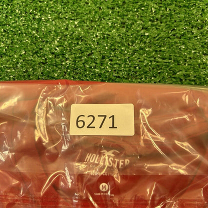 Hollister Shirt Mens Medium Red Short Sleeve Embroidered Spellout Y2K Casual