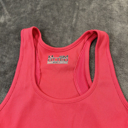 Under Armour Tank Top Womens Small Pink Sleeveless Heatgear Fitted Gym Athletic