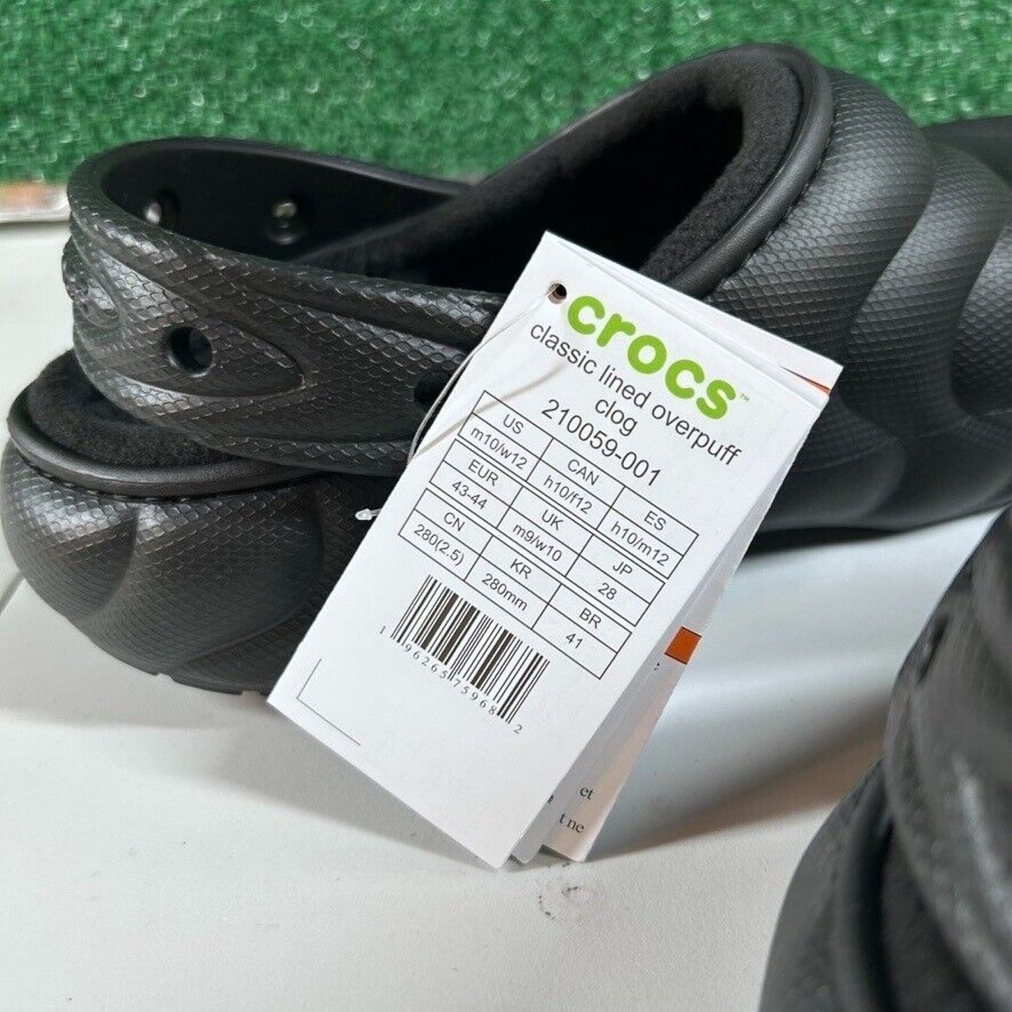 Crocs Classic Lined Overpuff Clogs Comfort Slip On Casual Black Mens 10 New