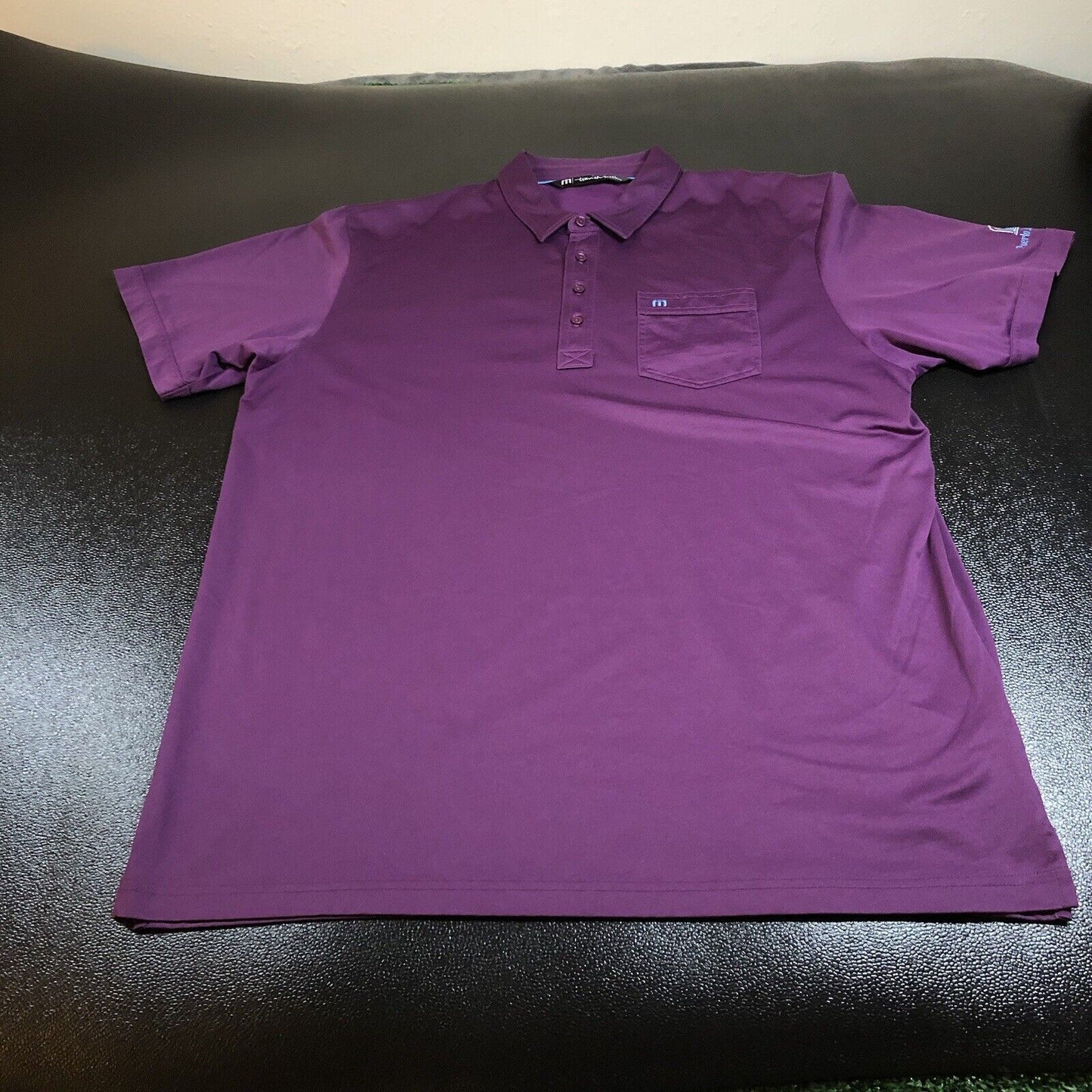 Travis Mathew Polo Shirt Mens XXL 2XL Purple Golf Athletic Pocket Short Sleeve