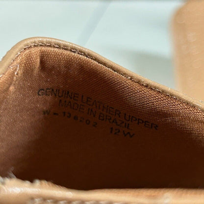 Walking Cradles Wedge Sandals Open Toe Ankle Strap Tan Leather Shoes Womens 12W