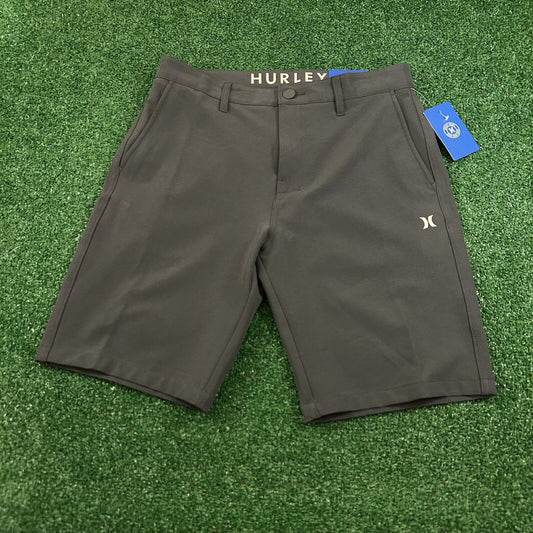 Hurley Chino Shorts Mens 30" Gray Flat Front Hybrid Heathered Stretch Casual New