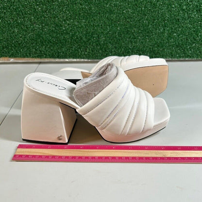 Circus by Sam Edelman Marlie Platform Sandals Block Heel White Womens 7.5 M