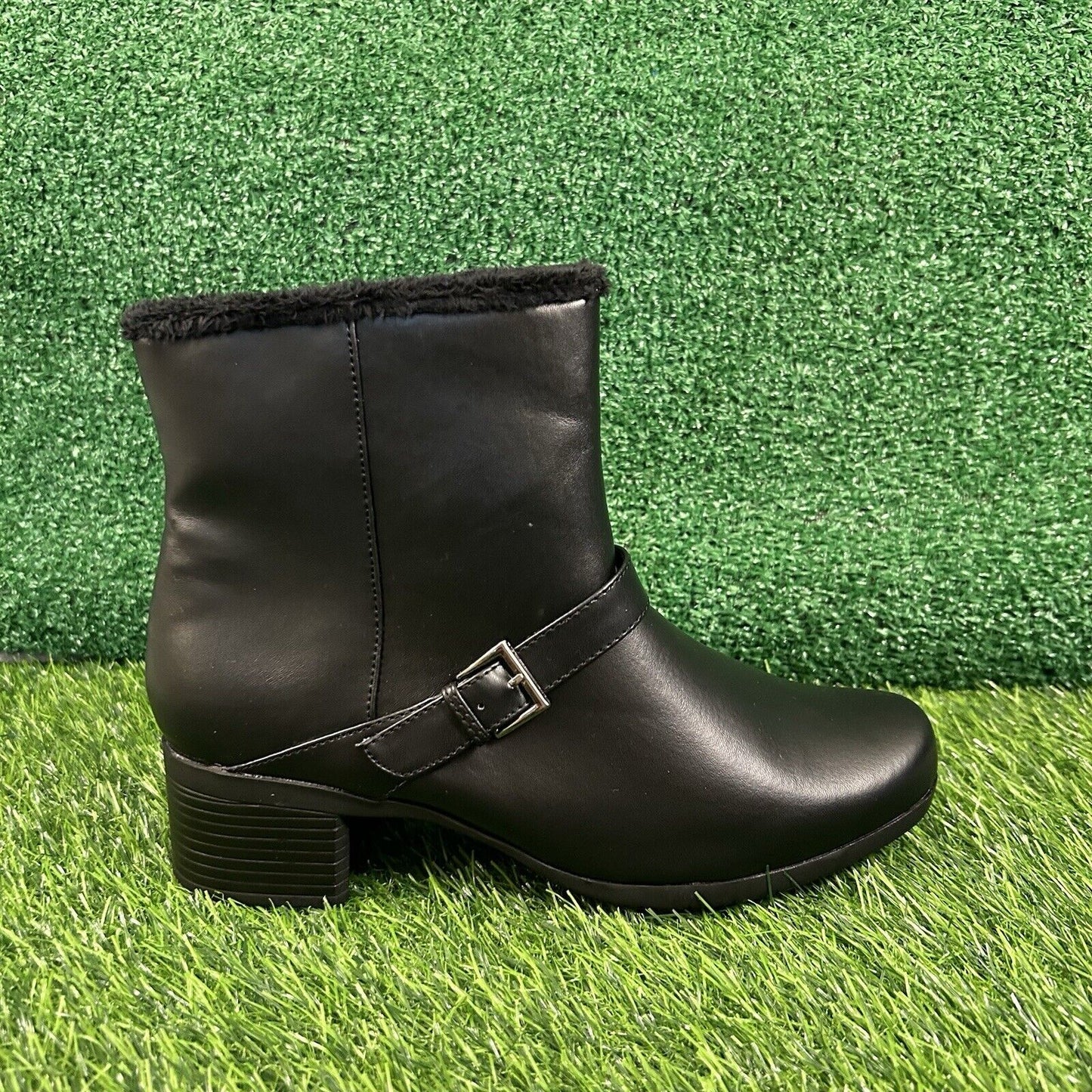 Khombu Madison Boots Womens 8.5 M Black Ankle Fur Lined Warm Outdoor Zip New